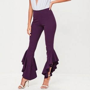 Purple Ruffle Cigarette High Waisted Pants 💜